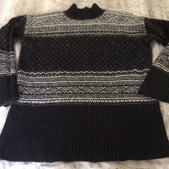 Black & white fairs isle mohair sweater M tunic acrylic knit Vintage - Picture 1 of 6